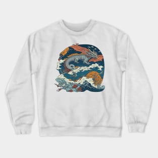 Dragon in the Japanese Hokusai Ukiyoe Style Crewneck Sweatshirt